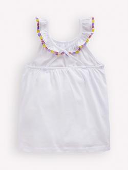 Mini Boden Kids' Sleeveless Ruffle Neck Top, White - view 2, White