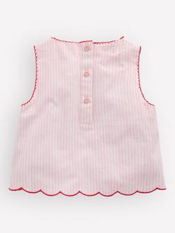 Mini Boden Kids' Sleeveless Embroidered Top, Pink/Ivory Floral - view 2, Pink/Ivory Floral