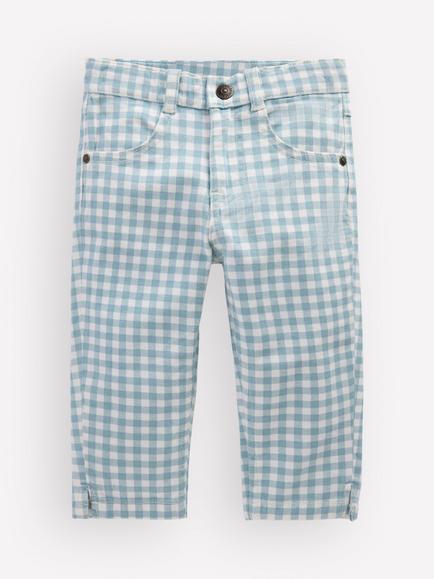 Mini Boden Kids' Cropped Capri Trousers, Blue/White, Blue/White