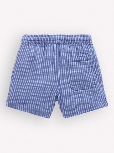 Mini Boden Kids' Double Cloth Cotton Shorts, Ticking Stripe - view 2, Ticking Stripe