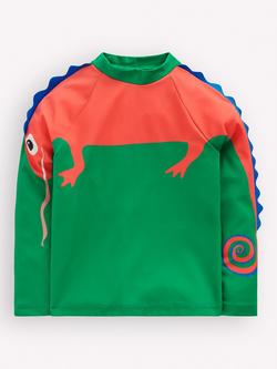 Mini Boden Kids' Sun Safe Fun Rash Vest, Green Chameleon, Green Chameleon