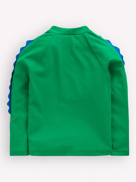 Mini Boden Kids' Sun Safe Fun Rash Vest, Green Chameleon - view 2, Green Chameleon