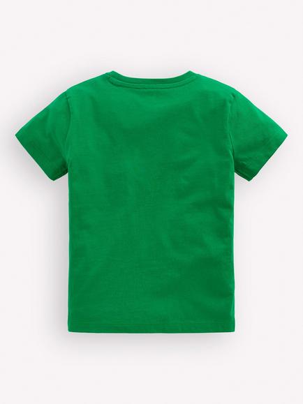 Mini Boden Kids' Short Sleeve Superstitch T-Shirt, Green - view 2, Green
