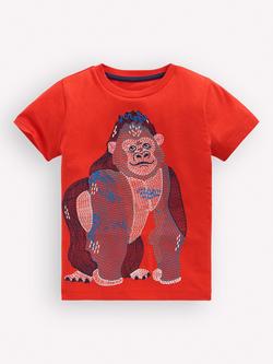 Mini Boden Kids' Short Sleeve Superstitch T-Shirt, Orange, Orange