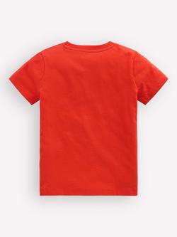 Mini Boden Kids' Short Sleeve Superstitch T-Shirt, Orange - view 2, Orange