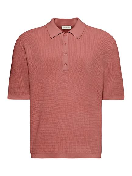 Calvin Klein Cotton Waffle Long Sleeve Polo Top - view 2, Peach