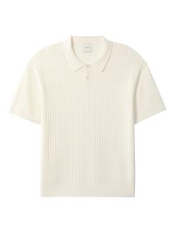 Calvin Klein Plain Ribbed Polo Shirt, White - view 2, White