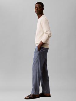 Calvin Klein Straight Chambray Trousers, Mid Blue, Mid Blue