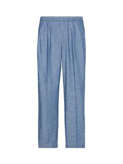 Calvin Klein Straight Chambray Trousers, Mid Blue - view 2, Mid Blue
