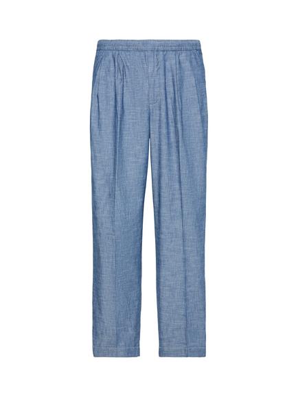 Calvin Klein Straight Chambray Trousers, Mid Blue - view 2, Mid Blue