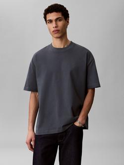 Calvin Klein Oversized Fit Monogram Crew Neck Cotton T-Shirt, Dark Grey, Dark Grey