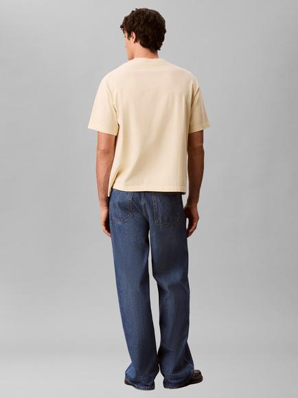 Calvin Klein Monologo Crew Neck Cotton T-Shirt, Light Yellow - view 2, Light Yellow