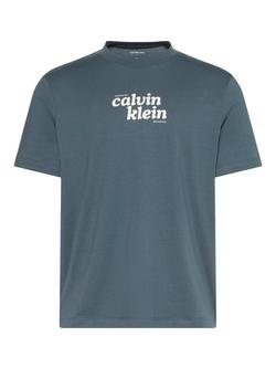 Calvin Klein Logo Print Crew Neck Cotton T-Shirt, Dark Grey