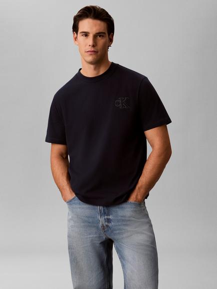 Calvin Klein Monogram Cotton T-Shirt, Dark Blue, Dark Blue