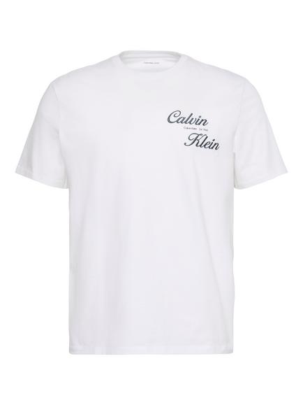 Calvin Klein Embroidered Logo Crew Neck Cotton T-Shirt, White - view 2, White