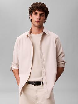 Calvin Klein Button Down Cotton Blend Shirt, White, White