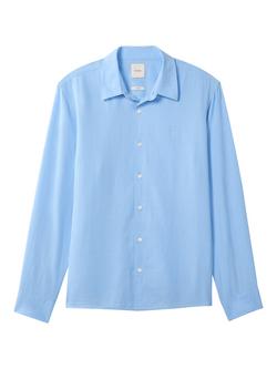 Calvin Klein Plain Linen Blend Shirt, Blue - view 2, Blue