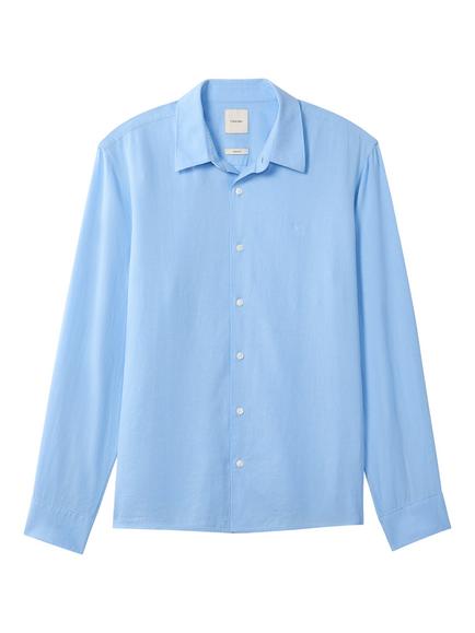 Calvin Klein Plain Linen Blend Shirt, Blue - view 2, Blue