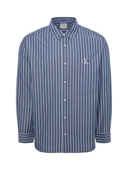 Calvin Klein Stripe Cotton Poplin Shirt, Teal, Teal