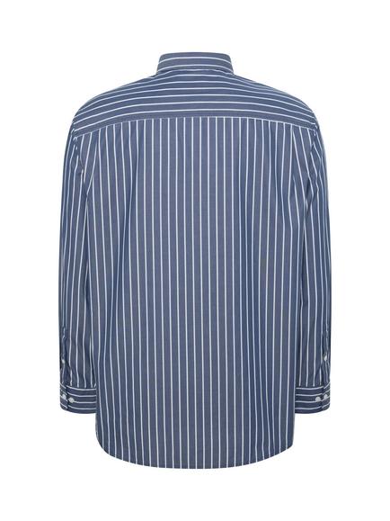 Calvin Klein Stripe Cotton Poplin Shirt, Teal - view 2, Teal
