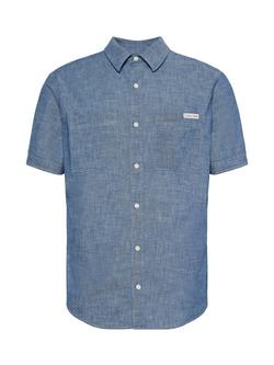 Calvin Klein Short Sleeve Chambray Shirt, Mid Blue - view 2, Mid Blue