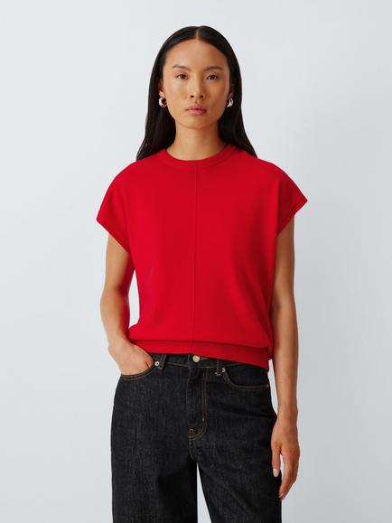 John Lewis Merino Wool Crew Neck Vest, Red