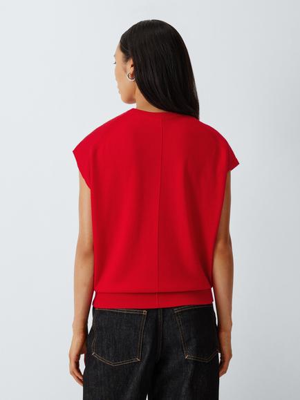 John Lewis Merino Wool Crew Neck Vest - view 2, Red