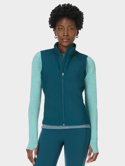 Sweaty Betty Runner's High Gilet, Deep Green - view 2, Deep Green