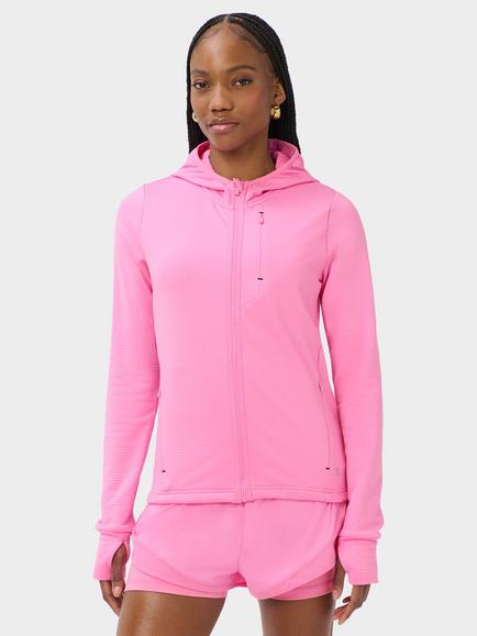 Sweaty Betty Textured Train Zip Up Hoodie, Guava Pink, Guava Pink