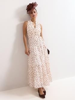 Phase Eight Petite Nita Polka Dot Maxi Dress, Cream, Cream