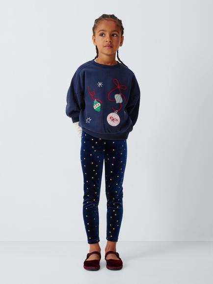 John Lewis Kids' Bauble Christmas Jumper, Navy - view 2, Navy