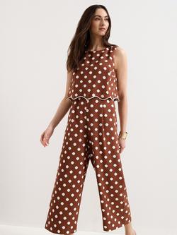 Phase Eight Alia Spot Jumpsuit, Tan, Tan