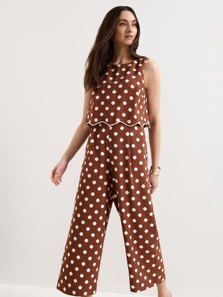 Phase Eight Alia Spot Jumpsuit, Tan, Tan