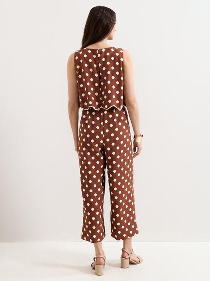 Phase Eight Alia Spot Jumpsuit, Tan - view 2, Tan