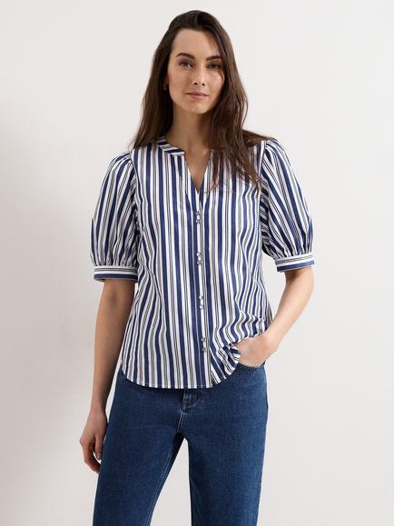Phase Eight Ariana Striped Blouse, Navy/Ivory, Navy/Ivory