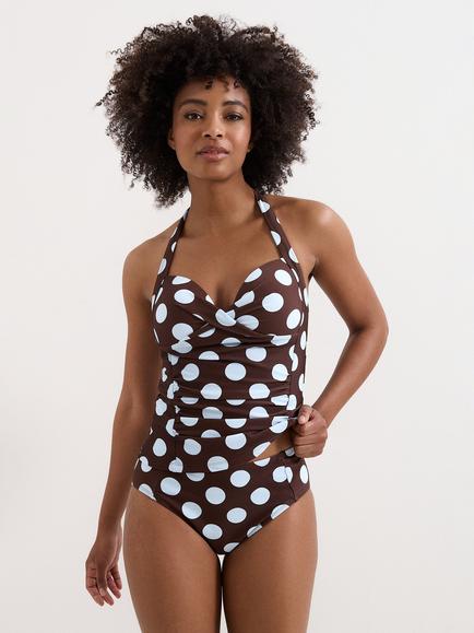 Phase Eight Spot Tankini Swim Bottoms, Brown/Pale Blue, Brown/Pale Blue