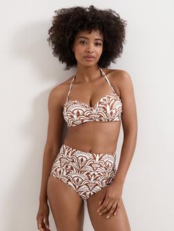Phase Eight Floral Print Bikini Top, Brown, Brown