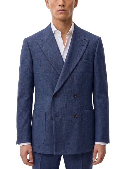 Richard James London Classic Double Breasted Wool Blazer, Navy Check Sf1926, Navy Check Sf1926