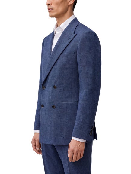 Richard James London Classic Double Breasted Wool Blazer, Navy Check Sf1926 - view 2, Navy Check Sf1926