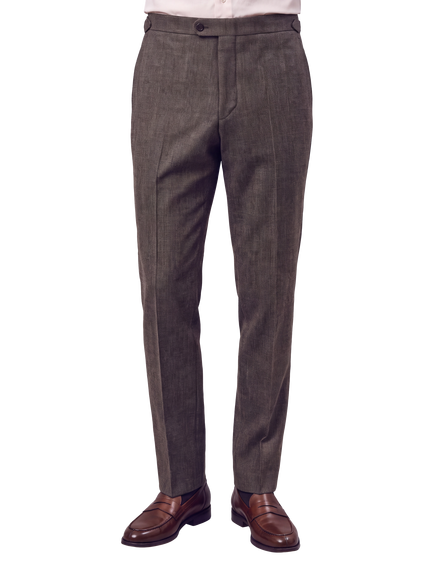 Richard James London Check Wool Trousers, Brown - view 2, Brown
