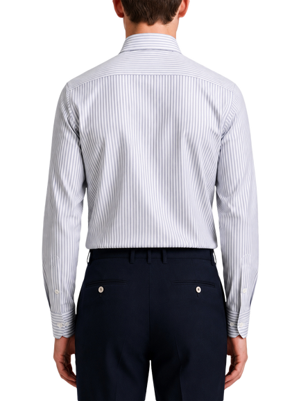 Richard James London Stripe Cotton Oxford Shirt, Dark Blue/White - view 2, Dark Blue/White