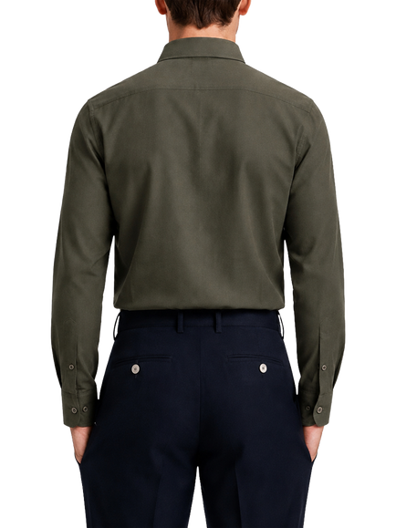 Richard James London Cotton Oxford Shirt, Olive - view 2, Olive