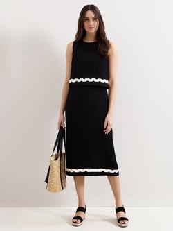 Phase Eight Claire Contrast Trim Dress, Black, Black