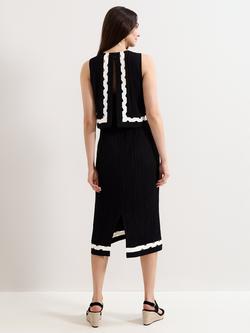Phase Eight Claire Contrast Trim Dress, Black - view 2, Black