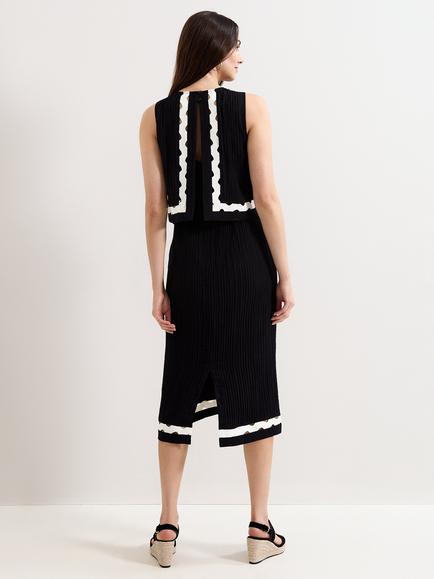 Phase Eight Claire Contrast Trim Dress, Black - view 2, Black