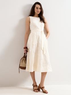 Phase Eight Harley Embroidered Fit and Flare Midi Dress, White, White