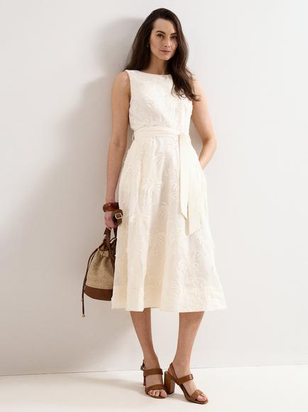 Phase Eight Harley Embroidered Fit and Flare Midi Dress, White, White