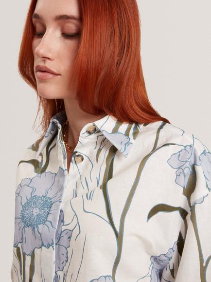 Ted Baker Bara Linen Blend Floral Shirt, Ivory - view 2, Ivory