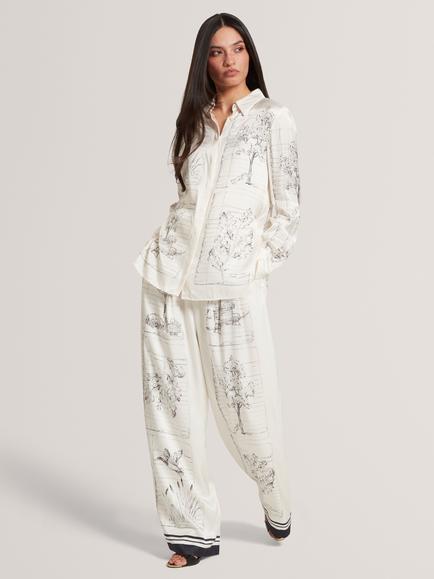 Ted Baker Busca Printed Trousers, Ivory, Ivory