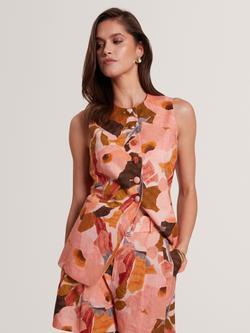 Ted Baker Narlla Linen Blend Waistcoat, Coral - view 2, Coral